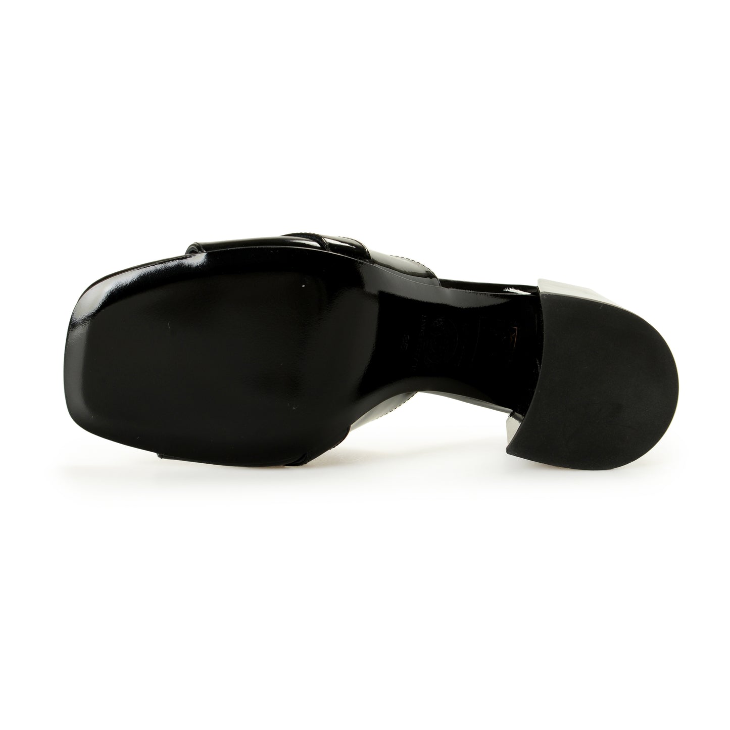 Versace Women's Black Patent Leather Gold Medusa Mules Sandals Shoes US 7 IT 37