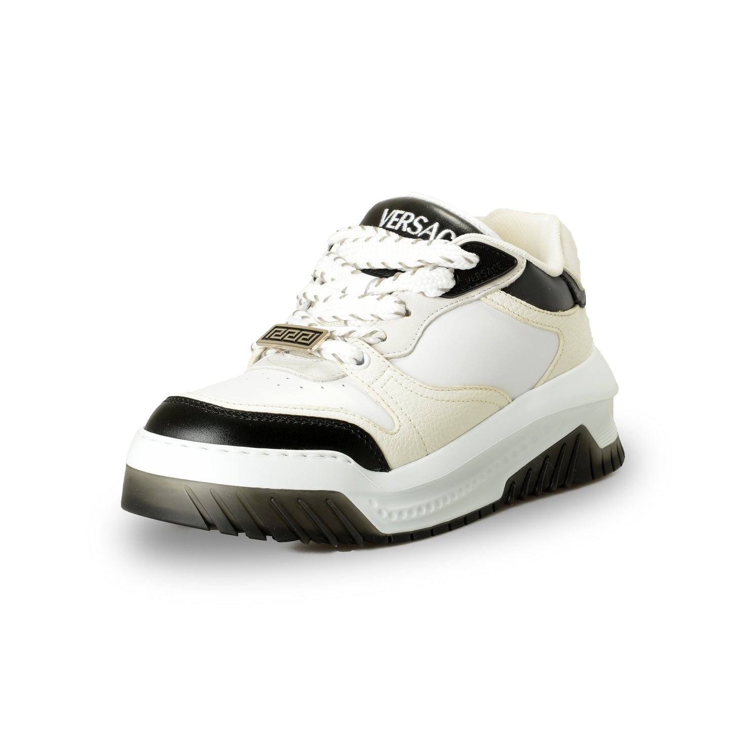 Versace Women's Leather & Suede White/ Black Sneakers Shoes US 9.5 IT 39.5