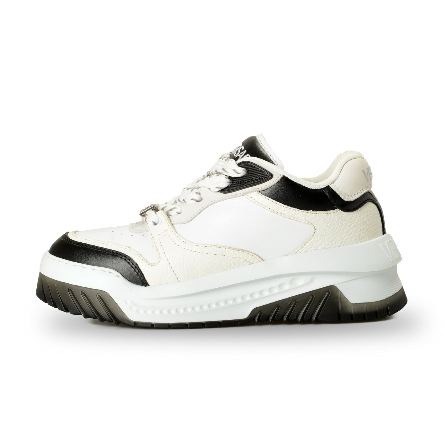 Versace Women's Leather & Suede White/ Black Sneakers Shoes US 9.5 IT 39.5