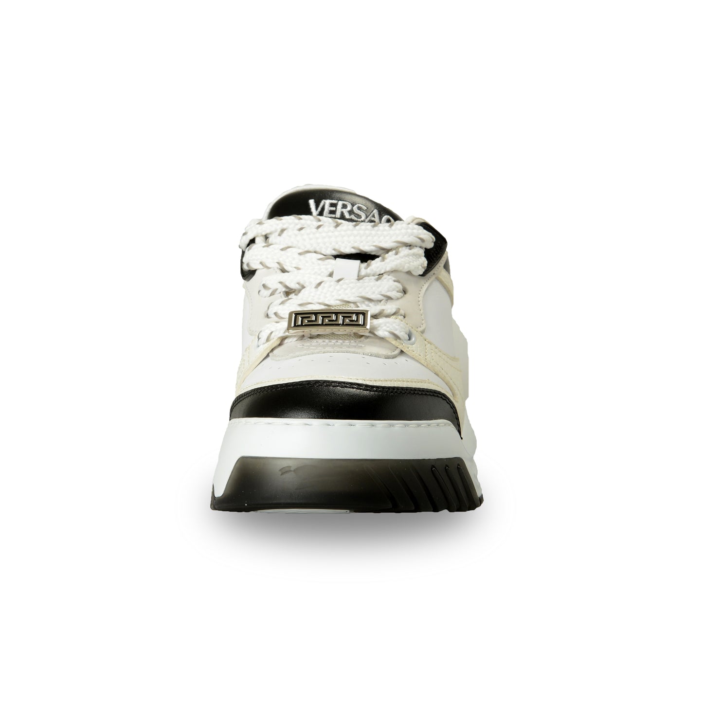 Versace Women's Leather & Suede White/ Black Sneakers Shoes US 9.5 IT 39.5