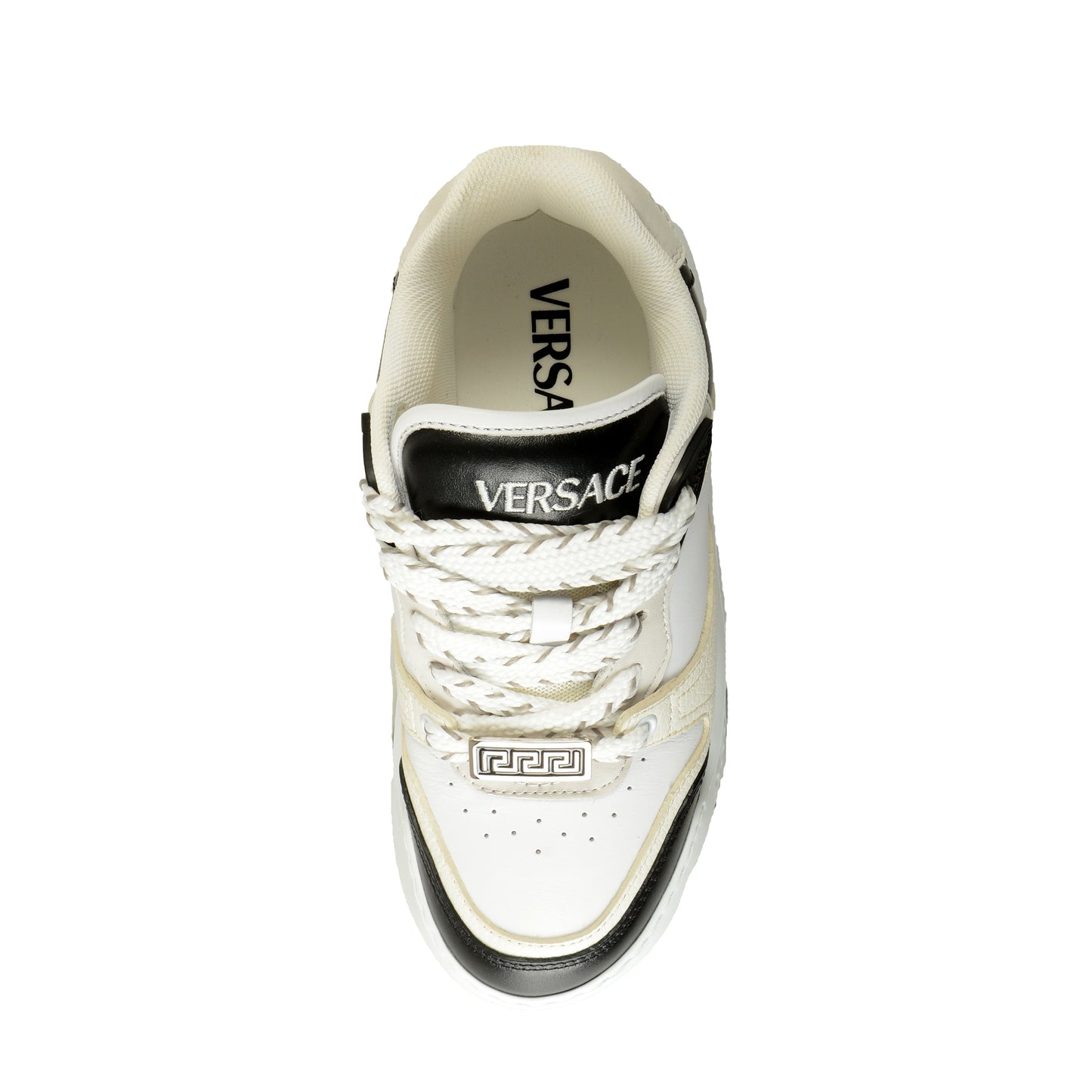 Versace Women's Leather & Suede White/ Black Sneakers Shoes US 9.5 IT 39.5