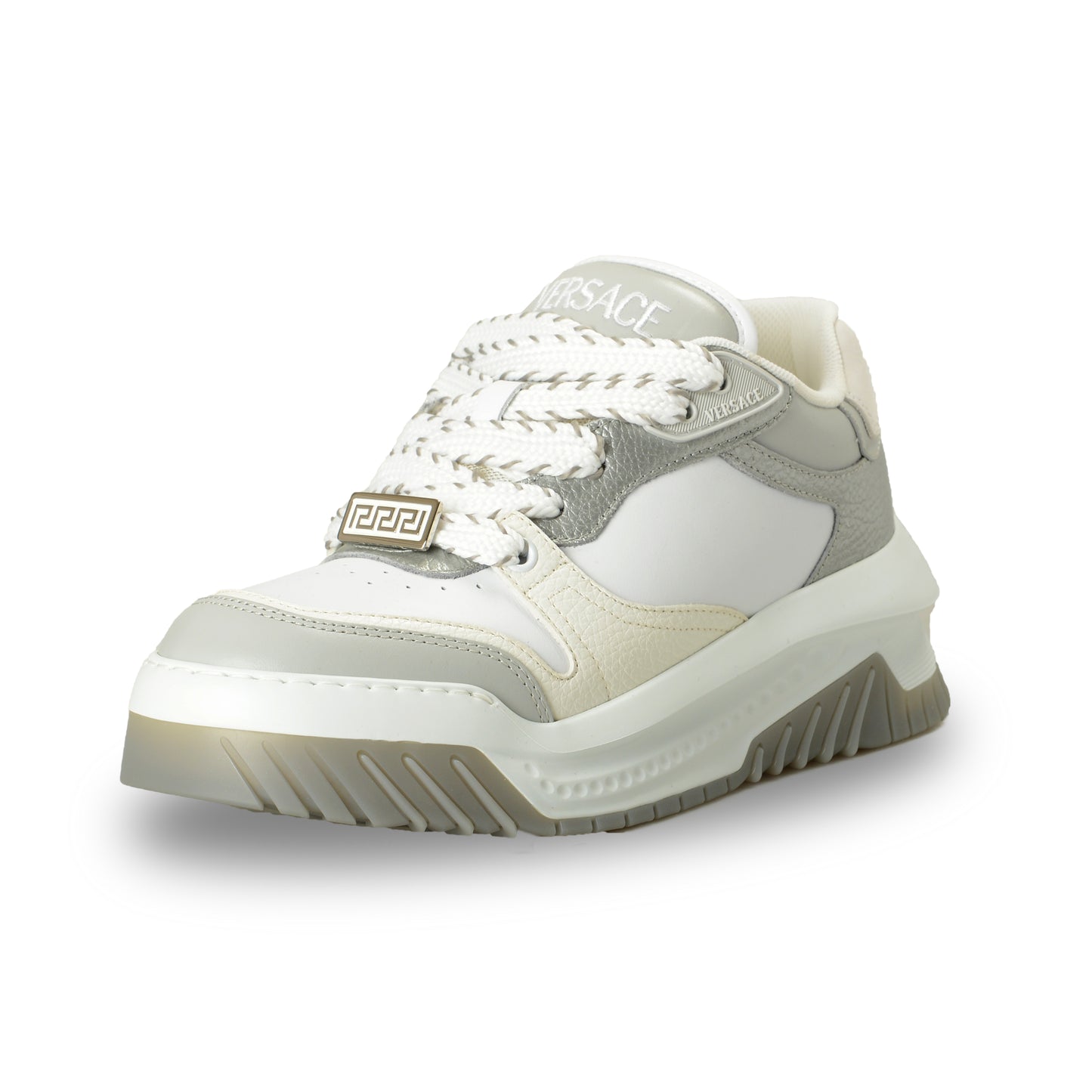 Versace Men's Leather & Suede White/Gray Sneakers Shoes US 12 IT 45