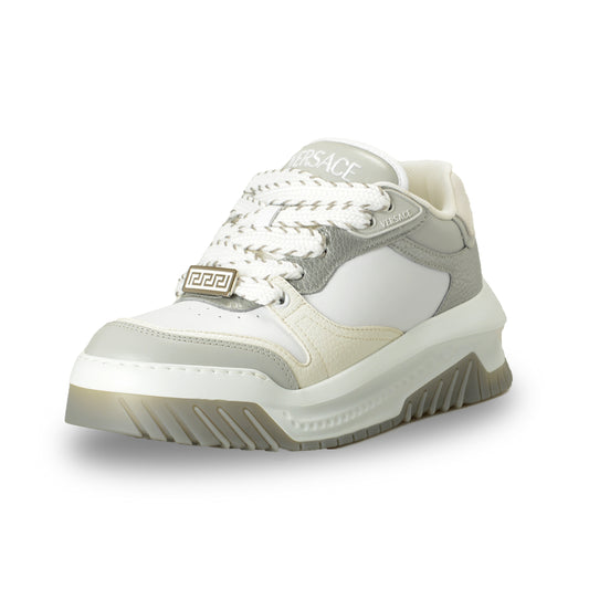 Versace Men's Leather & Suede White/Gray Sneakers Shoes US 12 IT 45