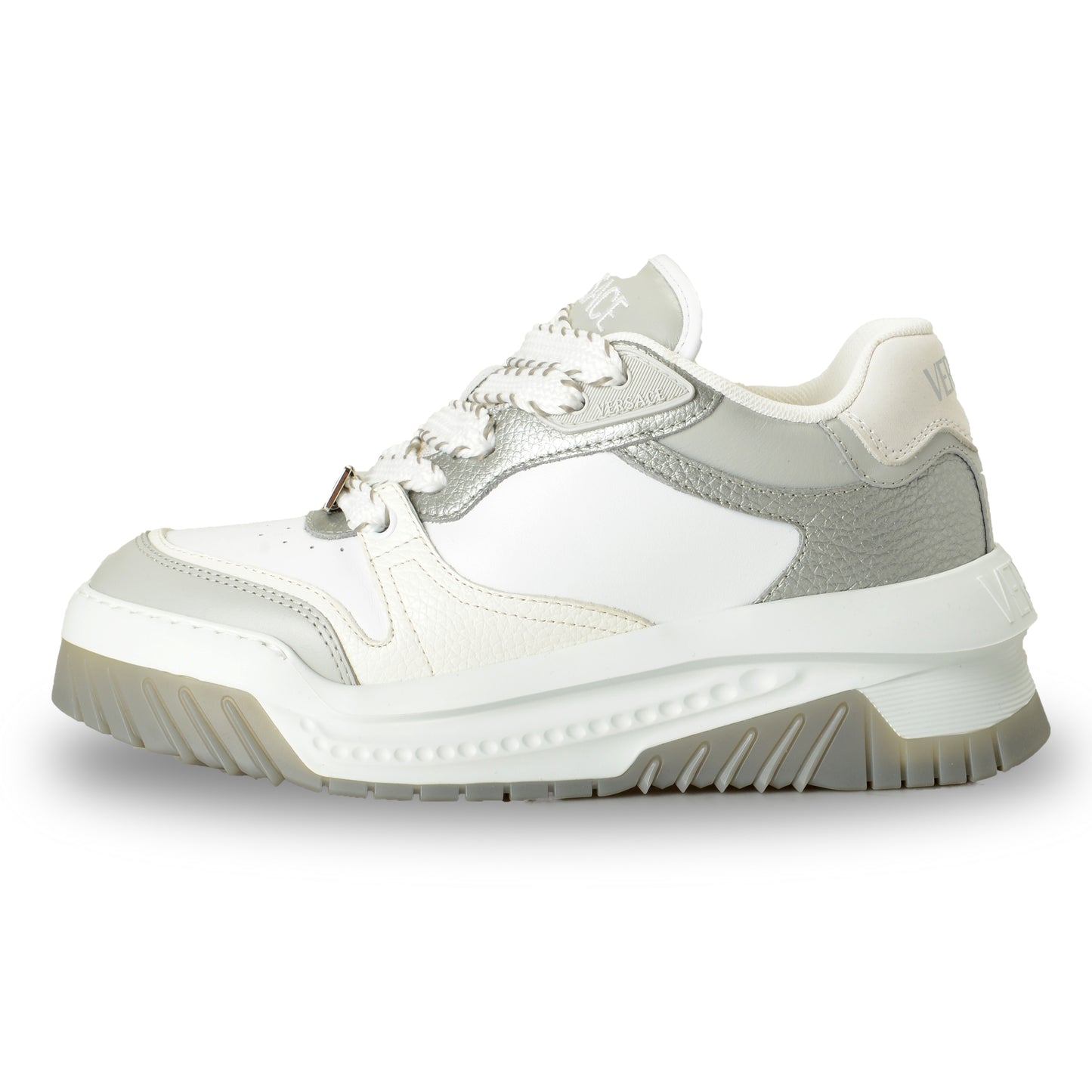 Versace Men's Leather & Suede White/Gray Sneakers Shoes US 12 IT 45