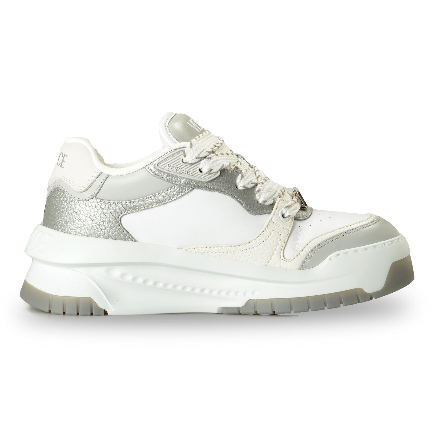 Versace Men's Leather & Suede White/Gray Sneakers Shoes US 12 IT 45