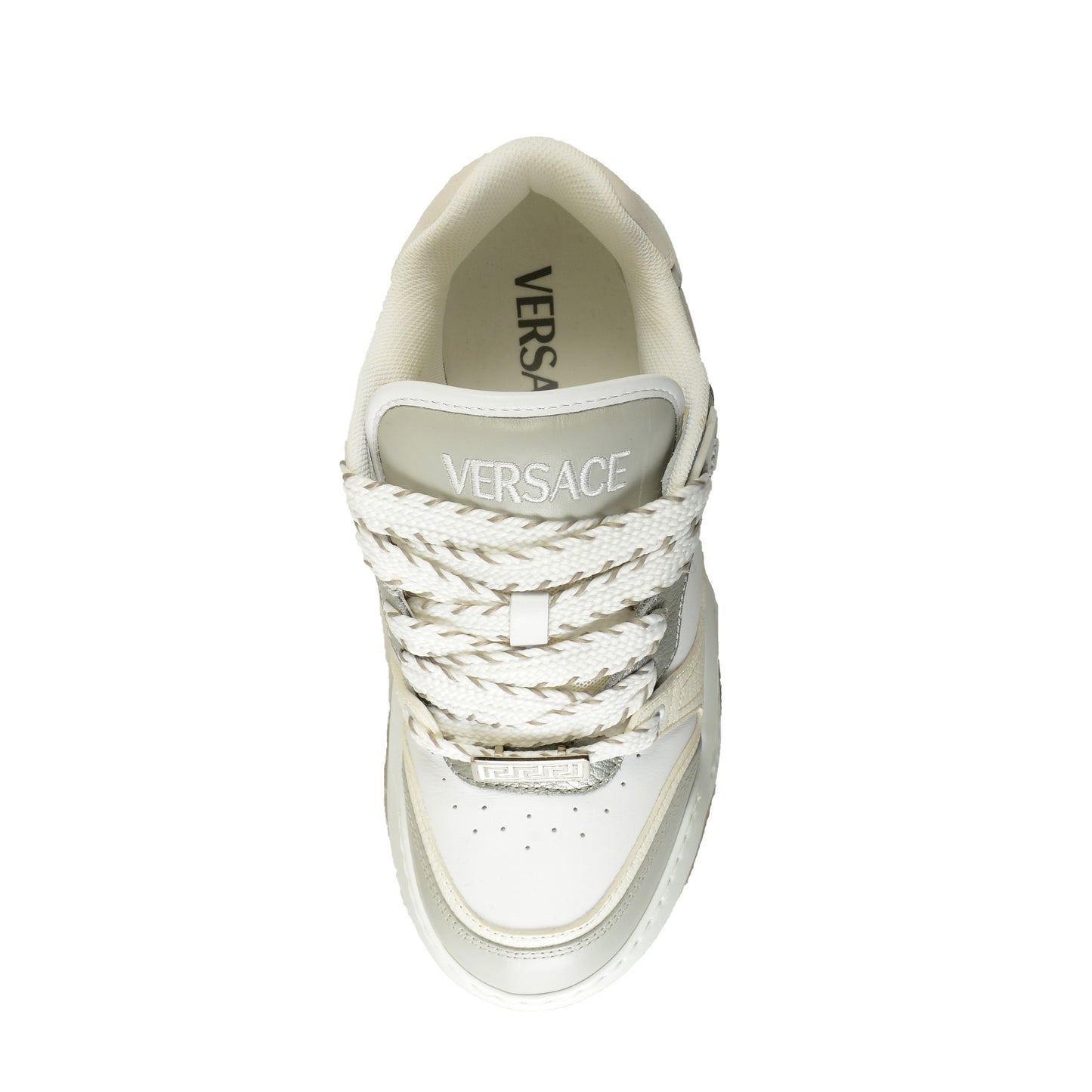 Versace Men's Leather & Suede White/Gray Sneakers Shoes US 12 IT 45
