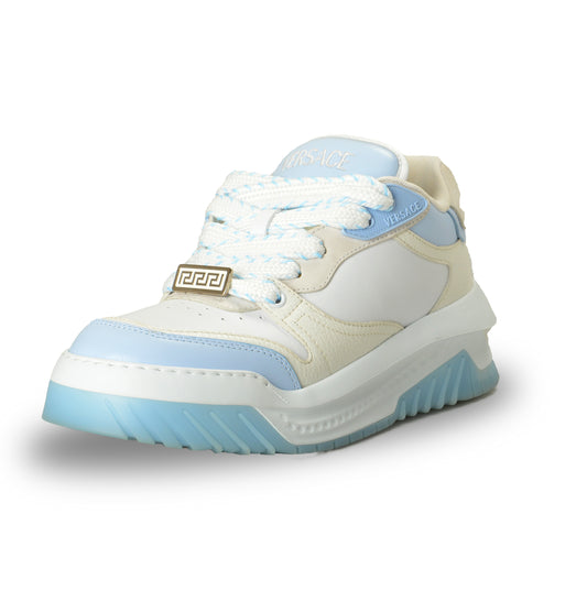 Versace Men's Leather & Suede White/Blue Sneakers Shoes US 8 IT 41