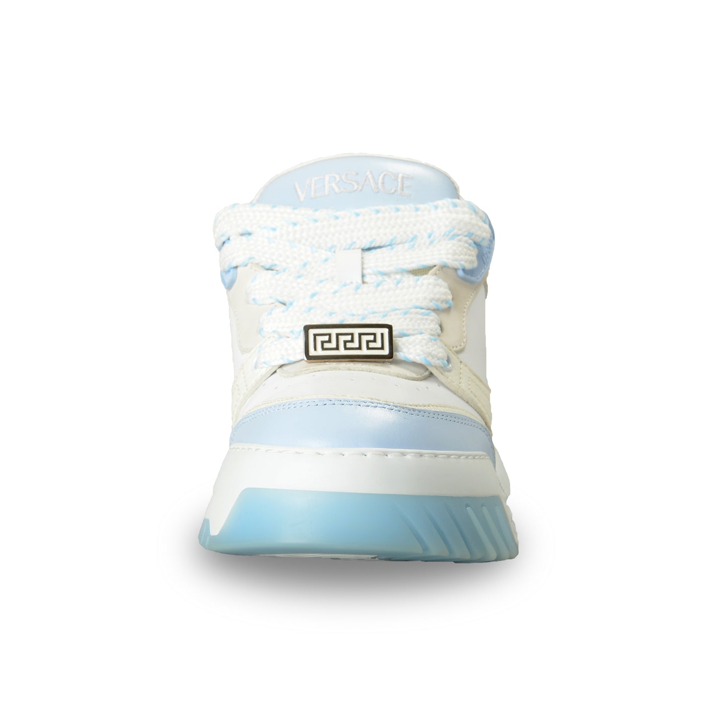 Versace Men's Leather & Suede White/Blue Sneakers Shoes US 8 IT 41
