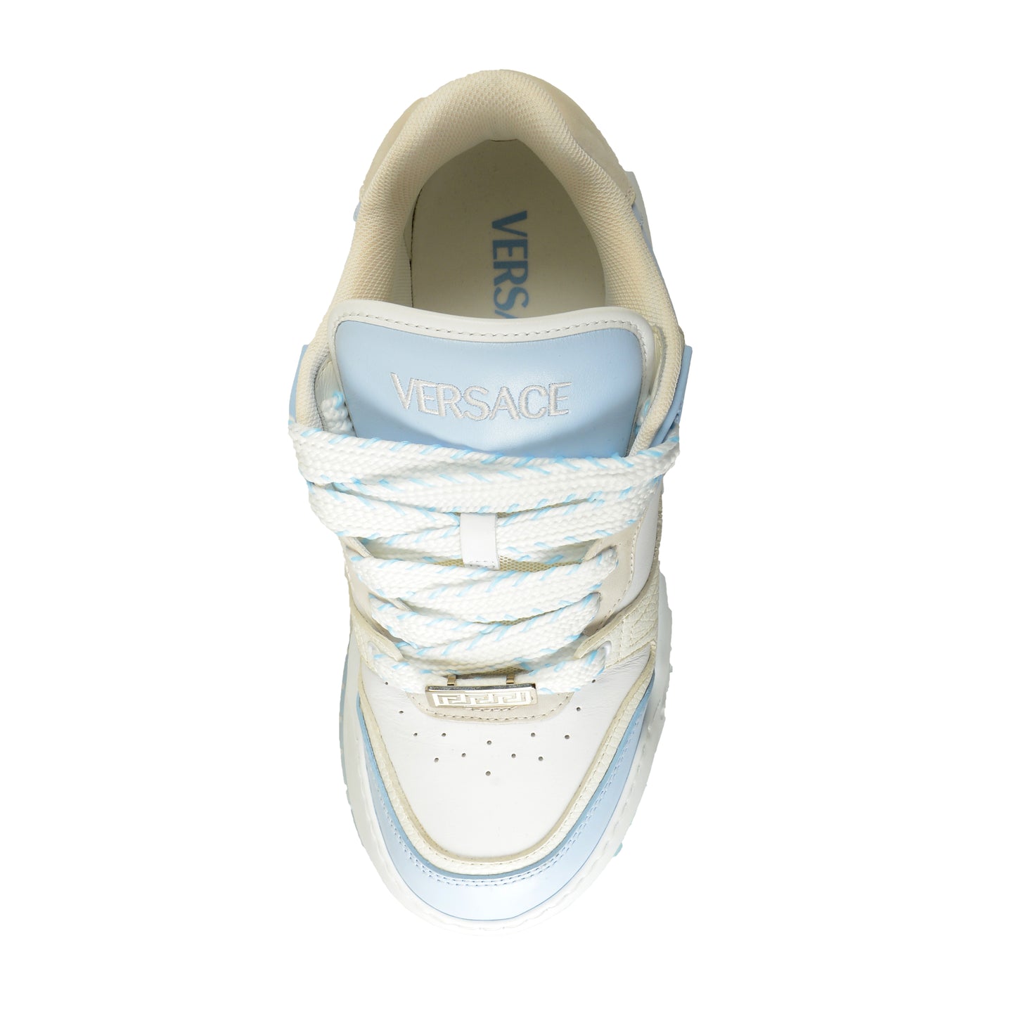 Versace Men's Leather & Suede White/Blue Sneakers Shoes US 8 IT 41
