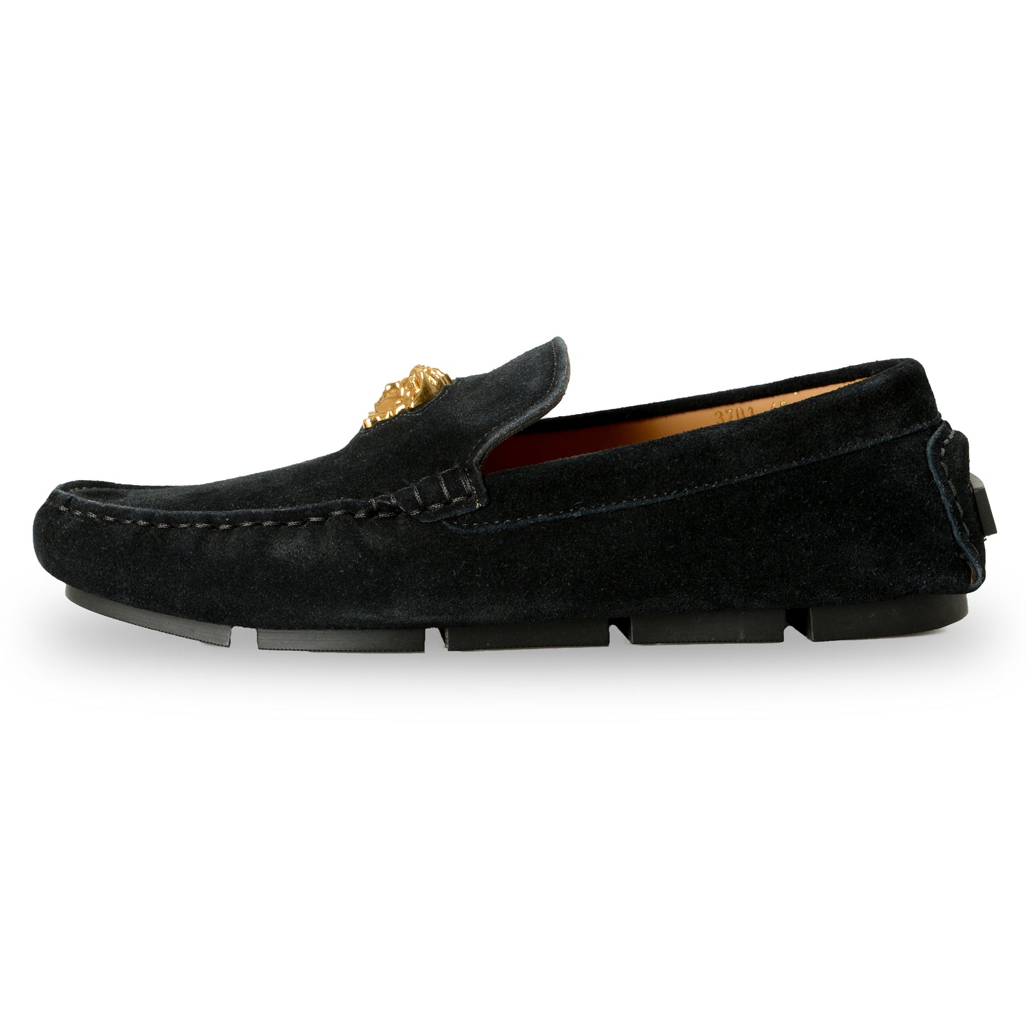 Versace Men's 100% Suede Leather Gold Medusa Driver Loafers Shoes US 7 IT 40