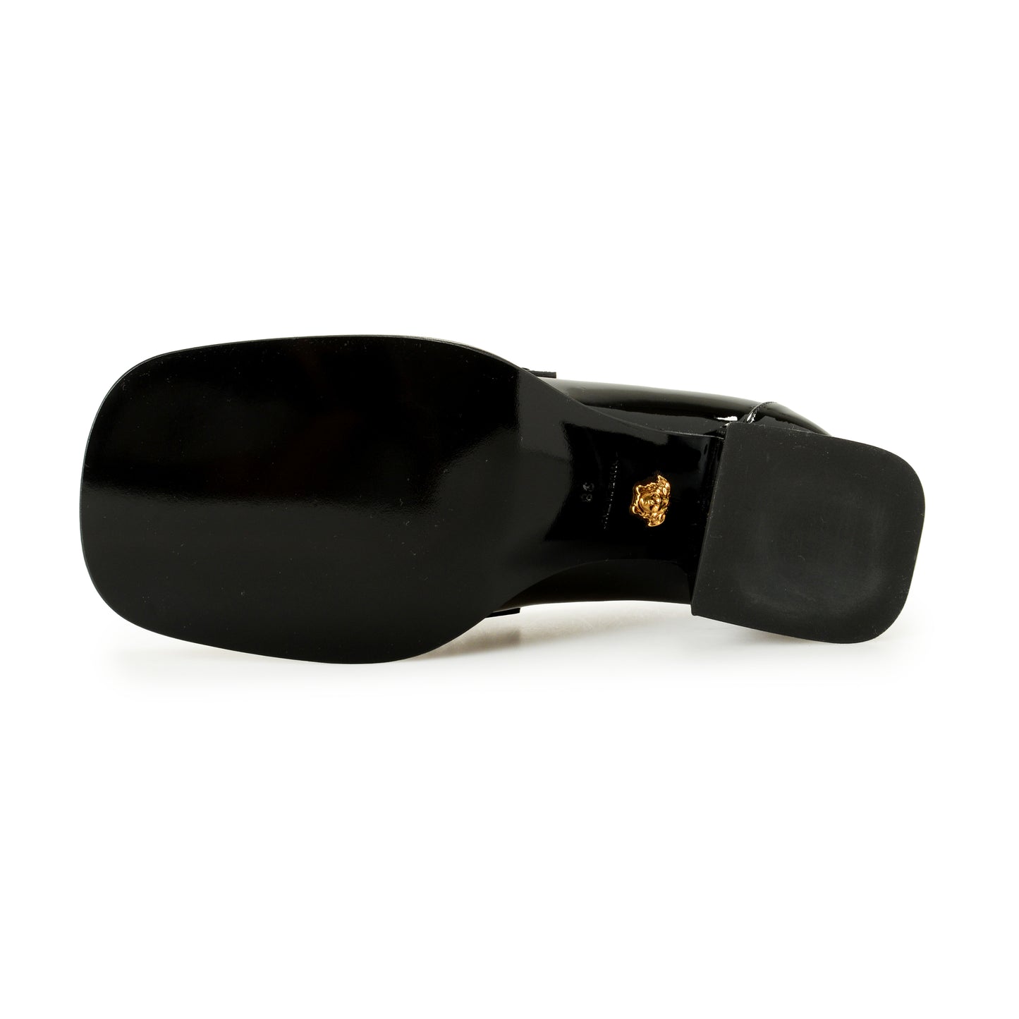 Versace Women's Gold Medusa Patent Leather Heeled Moccasins Shoes US 6 IT 36
