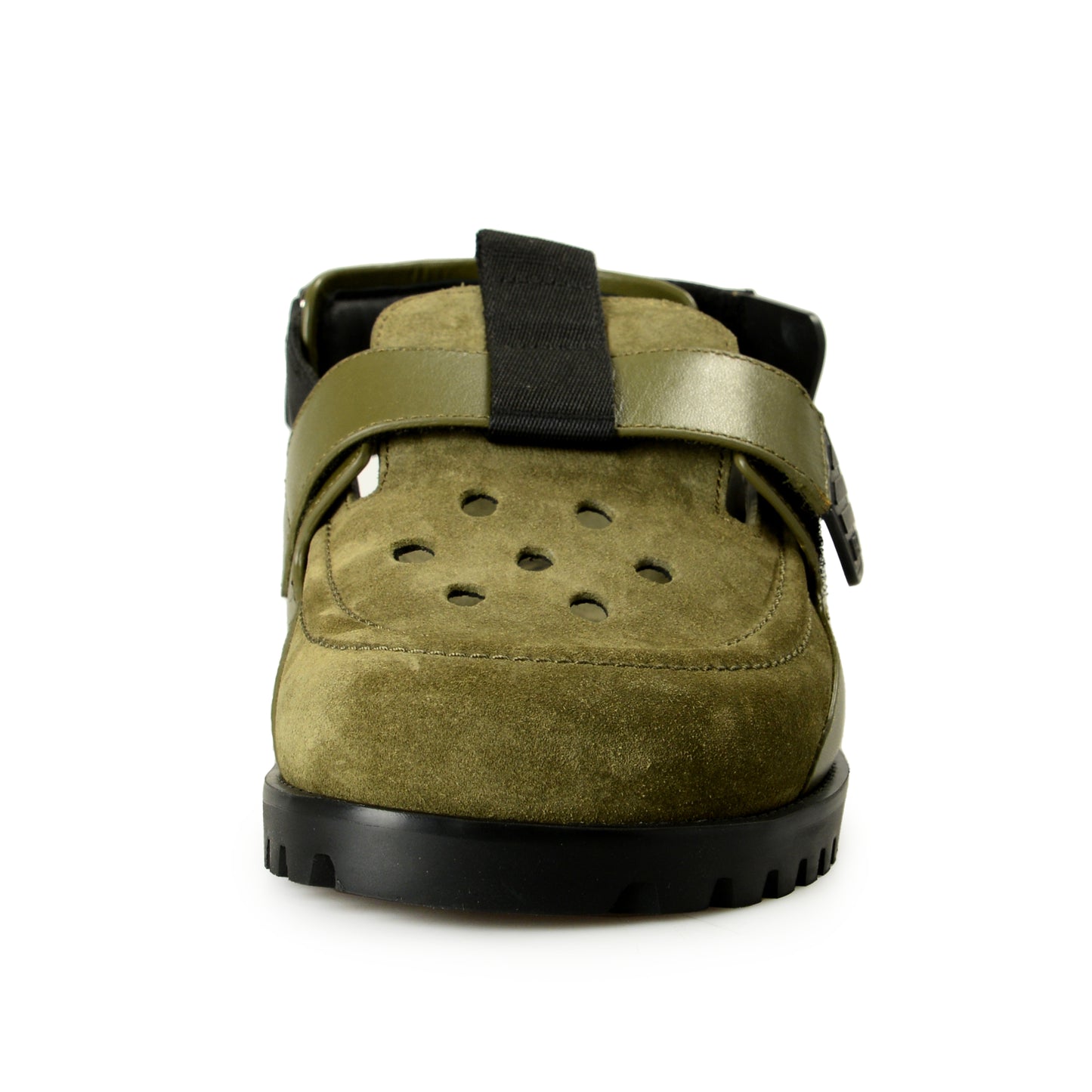 Versace Men's Olive Green Suede & Leather Sandals Shoes US 9 IT 42