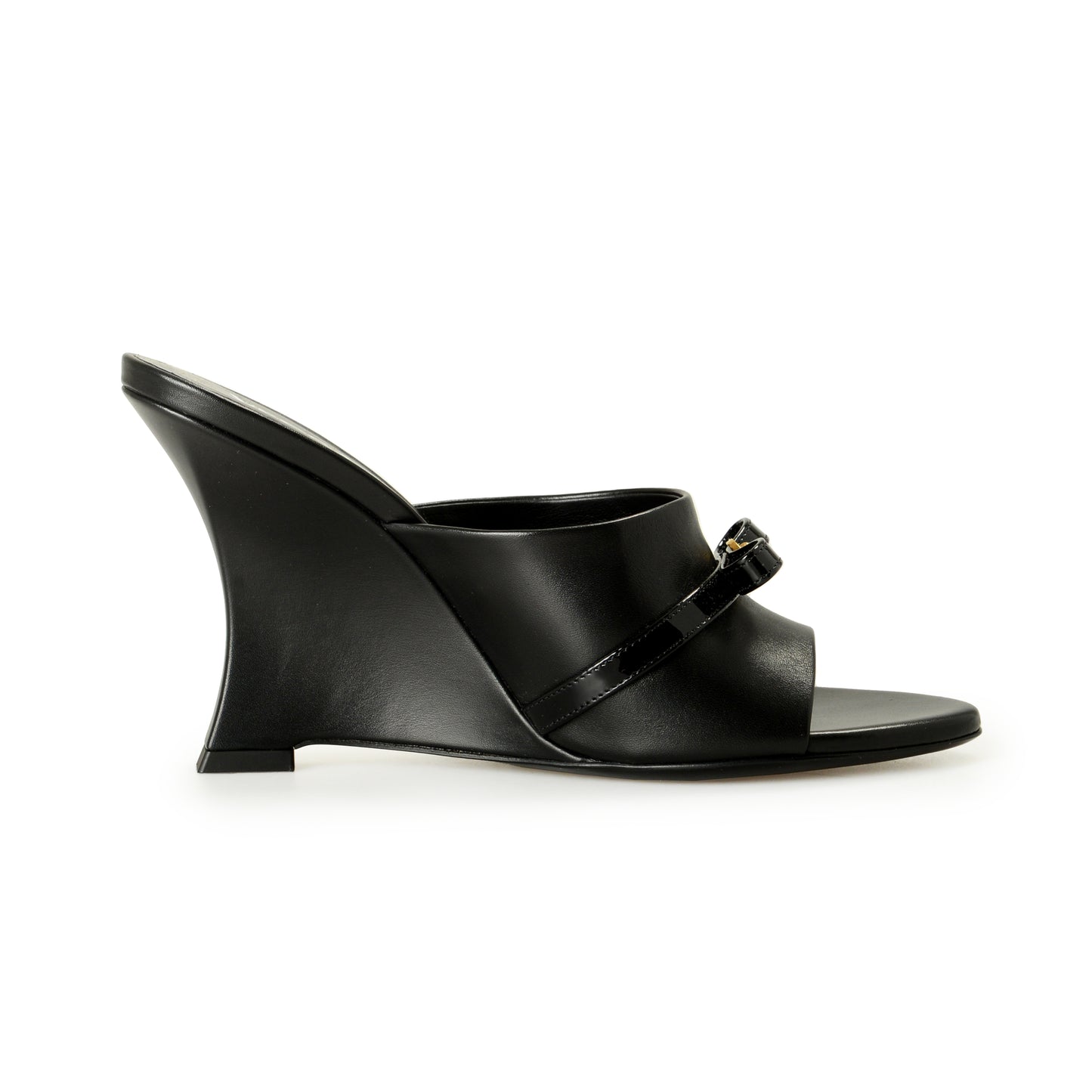 Versace Women's Black Leather Gold Medusa Heeled Sandals Mules Shoes US 6 IT 36