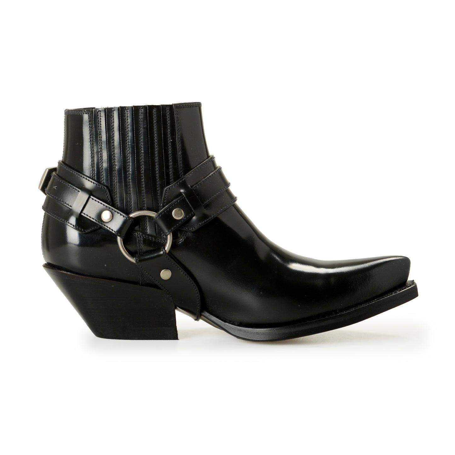 Versace Women's Black Leather Silver Medusa Heeled Booties Shoes US 6 IT 36