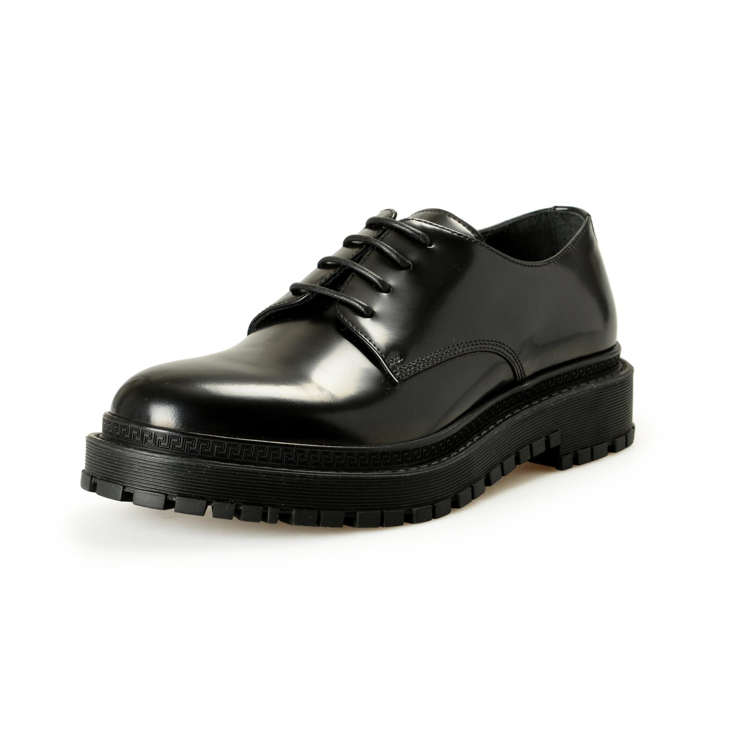 Versace Women's Black Polished Leather Oxfords Shoes US 9.5 IT 39.5