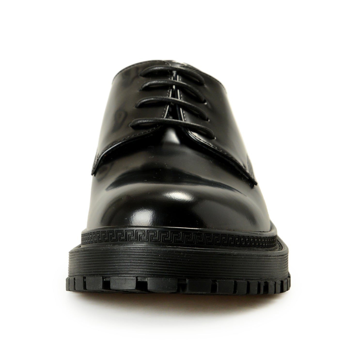 Versace Women's Black Polished Leather Oxfords Shoes US 9.5 IT 39.5