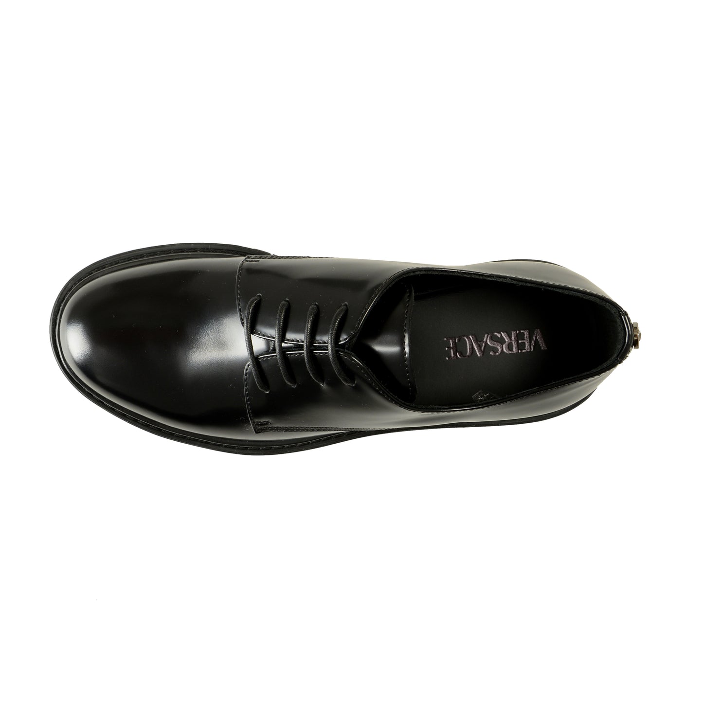 Versace Women's Black Polished Leather Oxfords Shoes US 9.5 IT 39.5