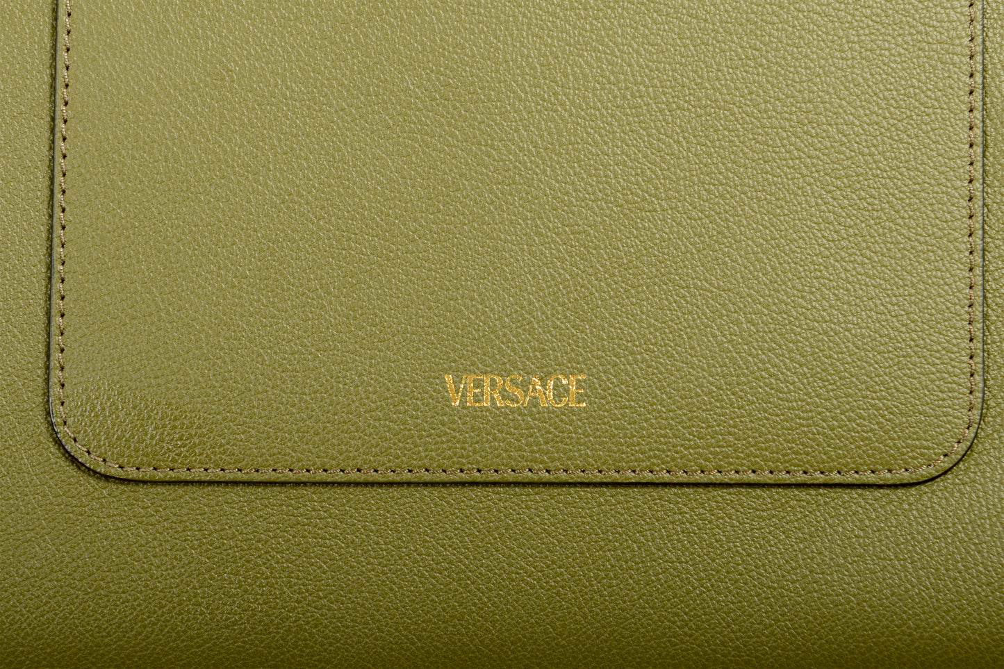 Versace Grained Leather & Suede Gold Medusa Large Tote Handbag Shoulder Bag