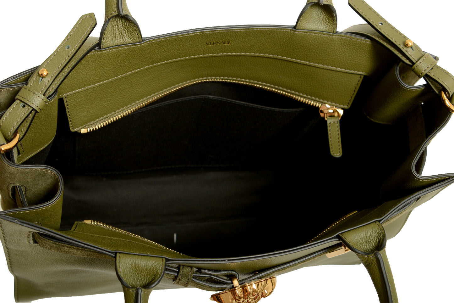 Versace Grained Leather & Suede Gold Medusa Large Tote Handbag Shoulder Bag