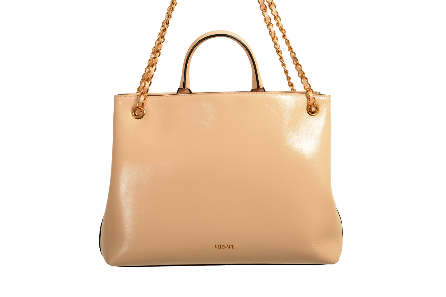Versace 100% Leather Gold Medusa Logo Tote Handbag Shoulder Bag