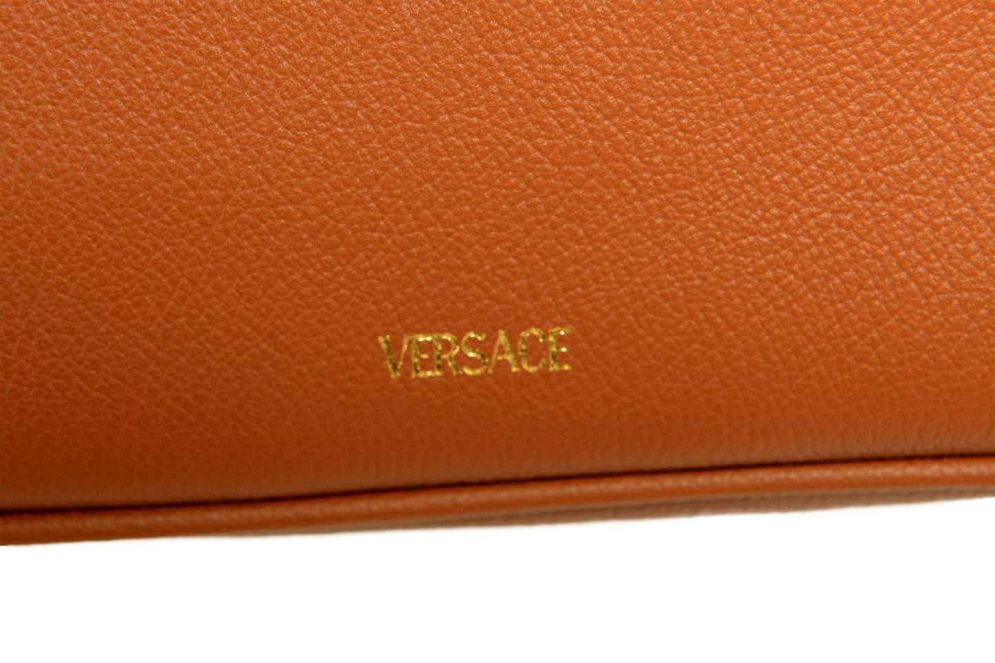 Versace Brown Grained Leather Gold Medusa Small Handbag Shoulder Bag