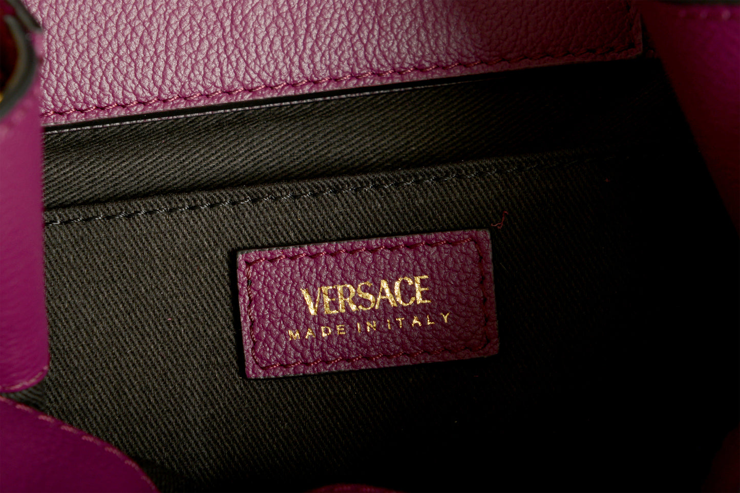Versace Grained Leather & Suede Gold Medusa Mini Tote Handbag Shoulder Bag