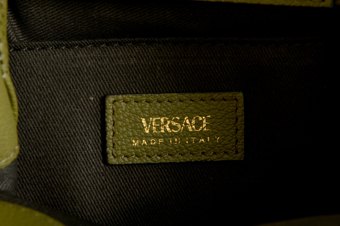 Versace Grained Leather & Suede Gold Medusa Mini Tote Handbag Shoulder Bag