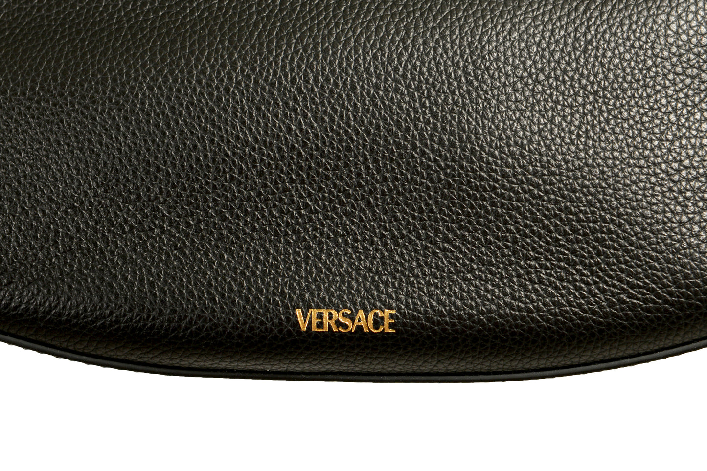 Versace Black Grained Leather Gold V-Logo Small Handbag Shoulder Bag