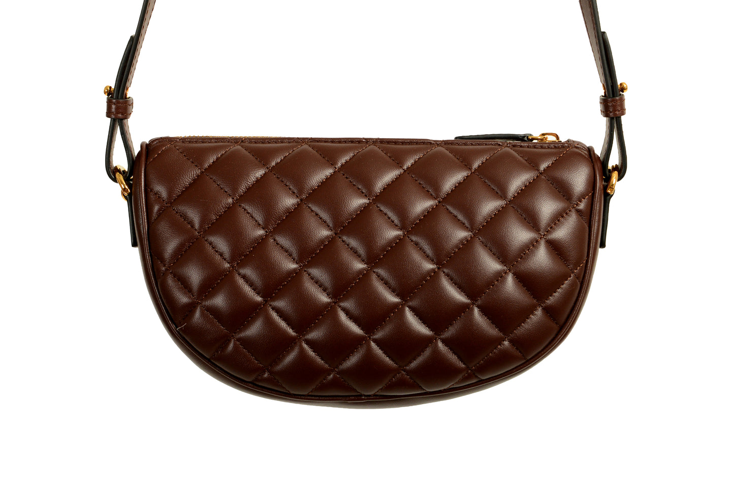 Versace Women's Leather Gold Medusa Quilted Half Moon Chain Handbag Shoulder Bag