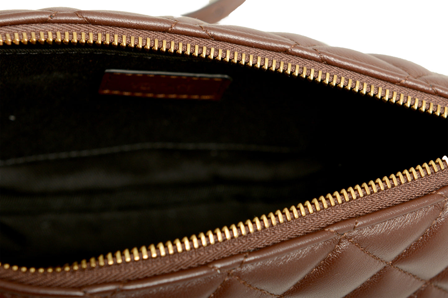 Versace Women's Leather Gold Medusa Quilted Half Moon Chain Handbag Shoulder Bag