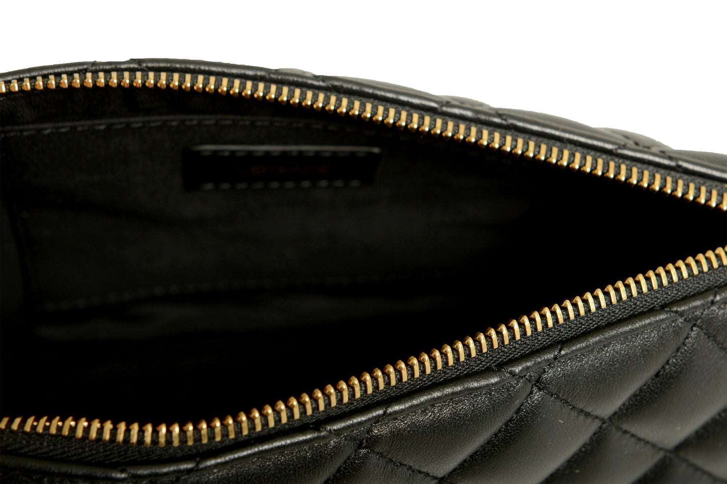 Versace Women's Leather Gold Medusa Quilted Half Moon Chain Handbag Shoulder Bag