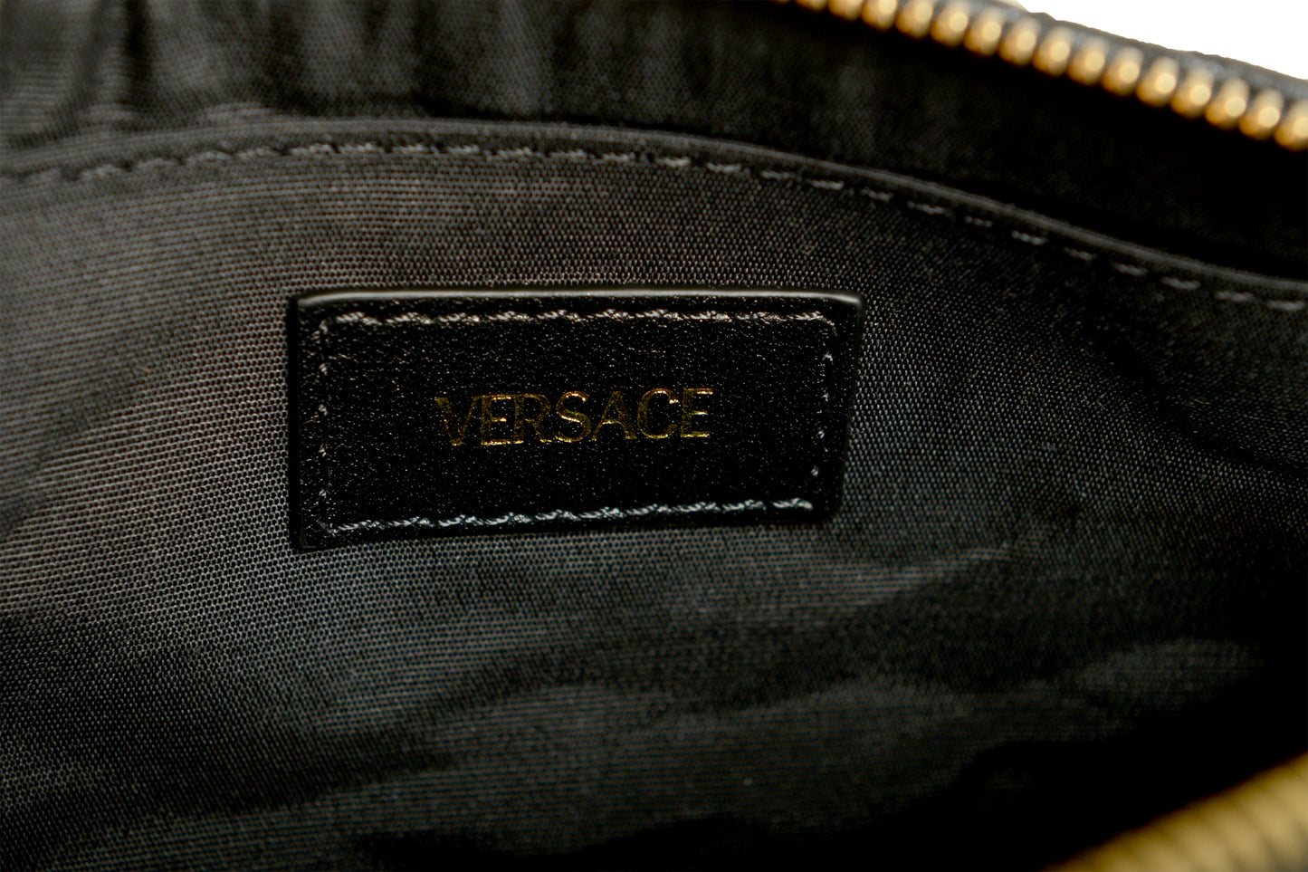 Versace Women's Leather Gold Medusa Quilted Half Moon Chain Handbag Shoulder Bag