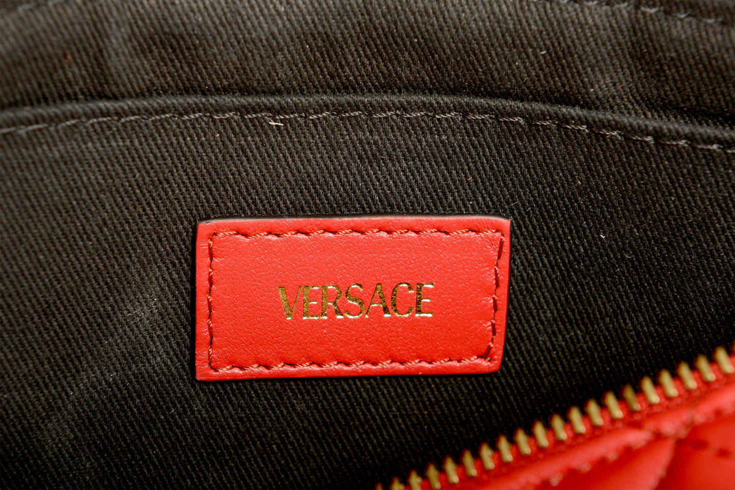 Versace Women's Leather Gold Medusa Quilted Half Moon Chain Handbag Shoulder Bag