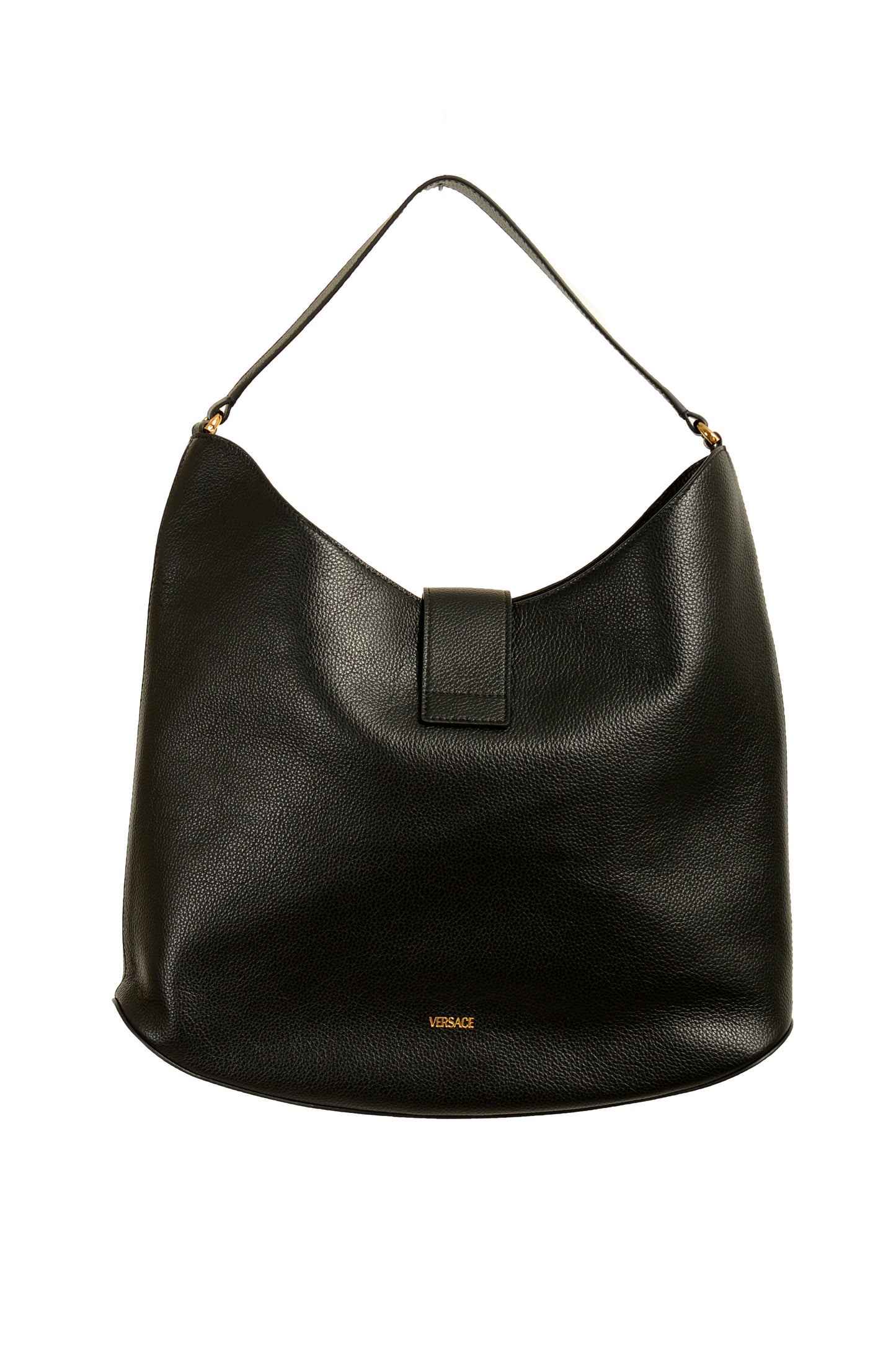 Versace Women's 100% Grainy Leather V-Logo Hobo Handbag Shoulder Bag