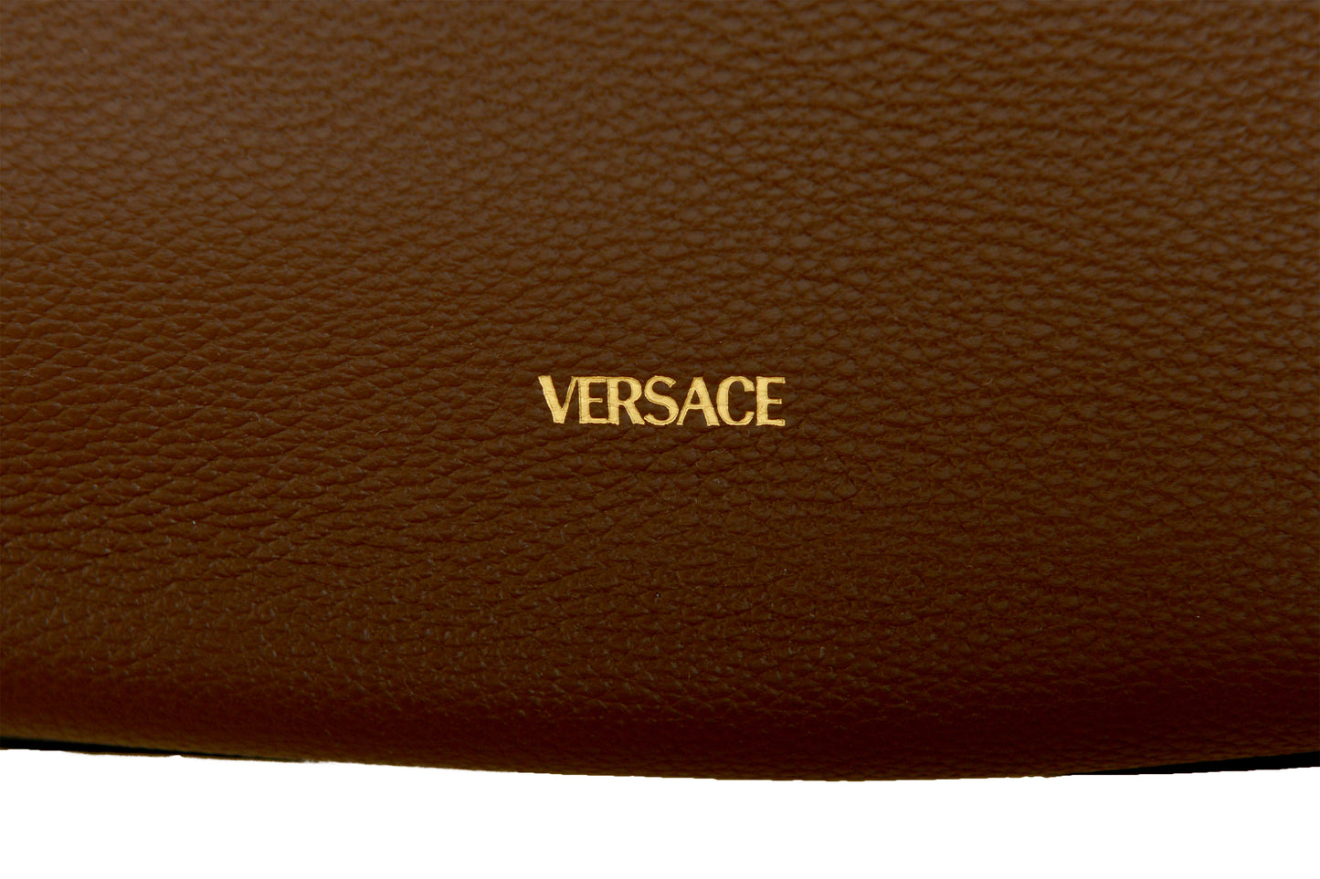 Versace Women's Brown 100% Grainy Leather V-Logo Hobo Handbag Shoulder Bag