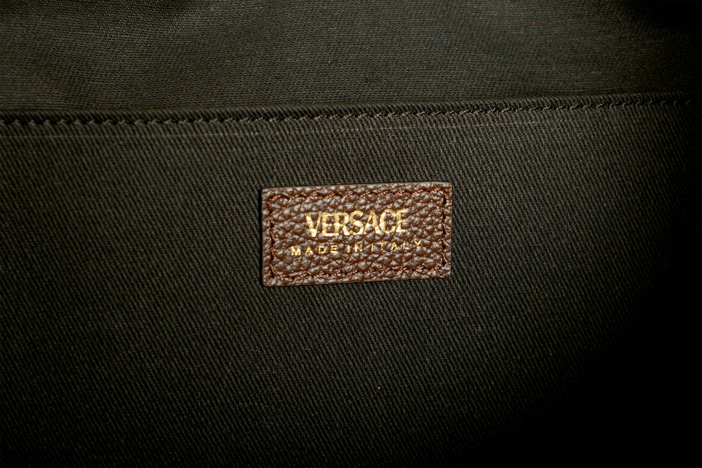 Versace Women's Brown 100% Grainy Leather V-Logo Hobo Handbag Shoulder Bag