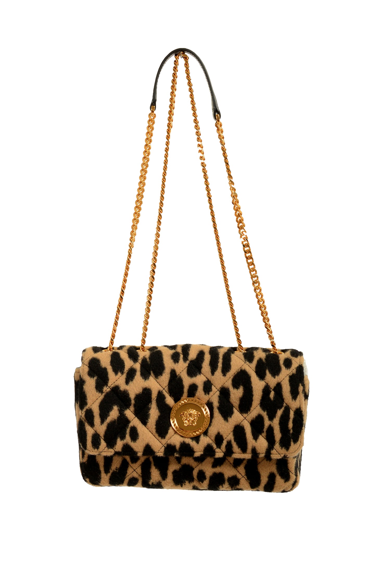 Versace Women's Small 100% Wool Gold Medusa Quilted Handbag Shoulder Bag