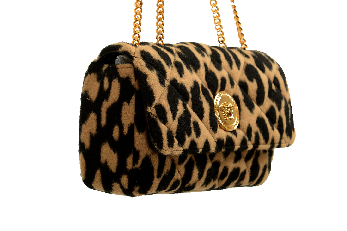 Versace Women's Small 100% Wool Gold Medusa Quilted Handbag Shoulder Bag
