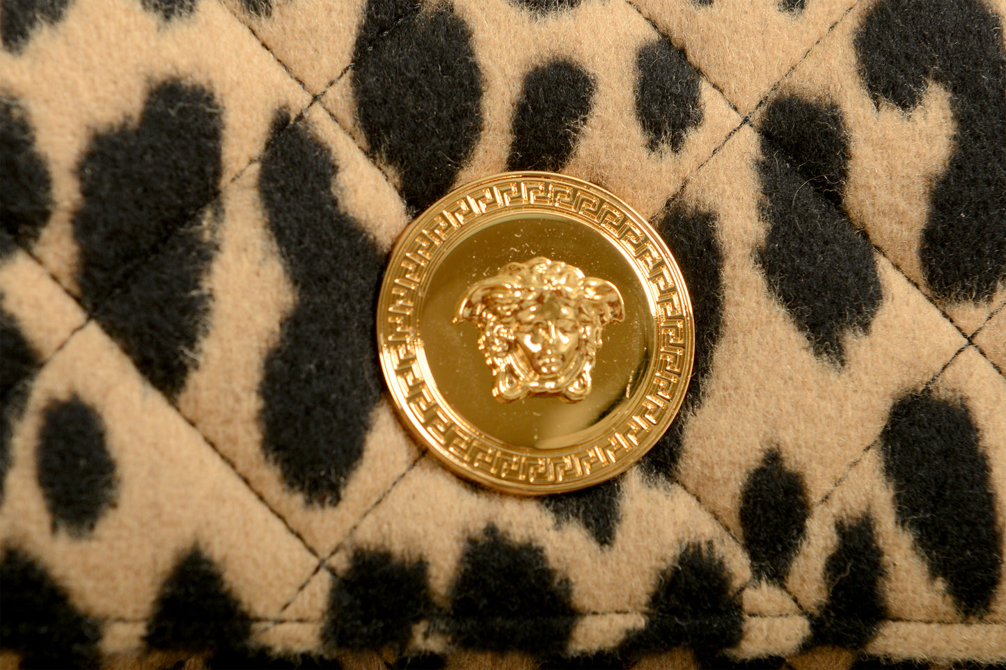Versace Women's Small 100% Wool Gold Medusa Quilted Handbag Shoulder Bag