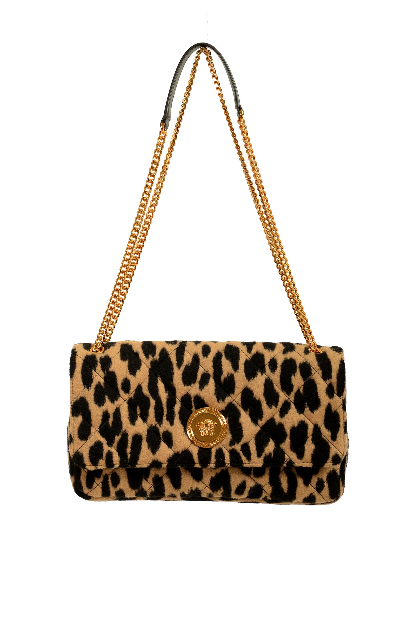 Versace Women's Medium 100% Wool Gold Medusa Quilted Handbag Shoulder Bag