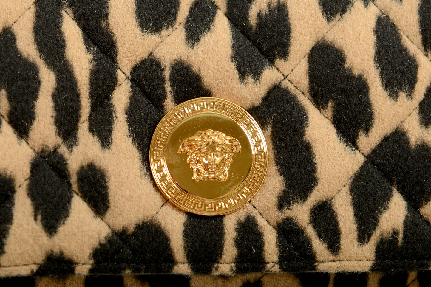Versace Women's Medium 100% Wool Gold Medusa Quilted Handbag Shoulder Bag
