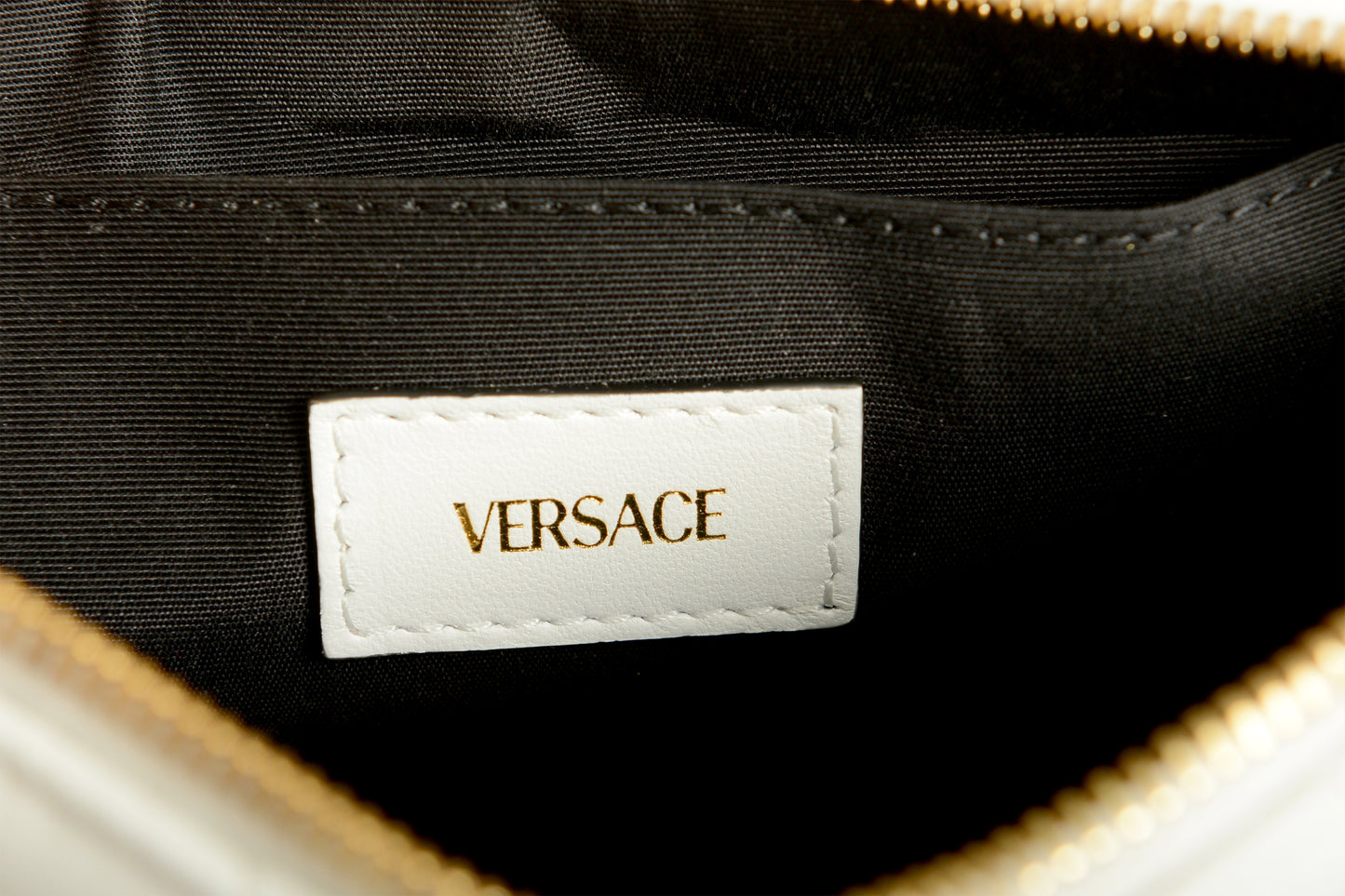 Versace Women's Leather Gold Medusa Quilted Half Moon Chain Handbag Shoulder Bag
