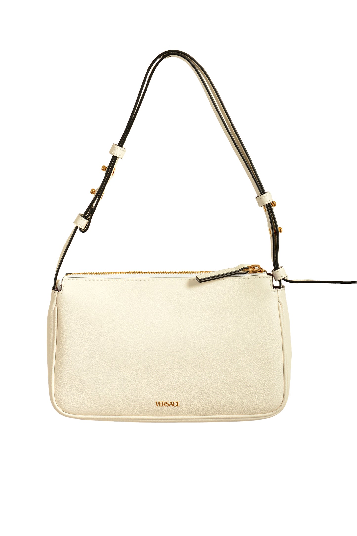 Versace White Grainy Leather Gold Medusa Small Handbag Shoulder Bag