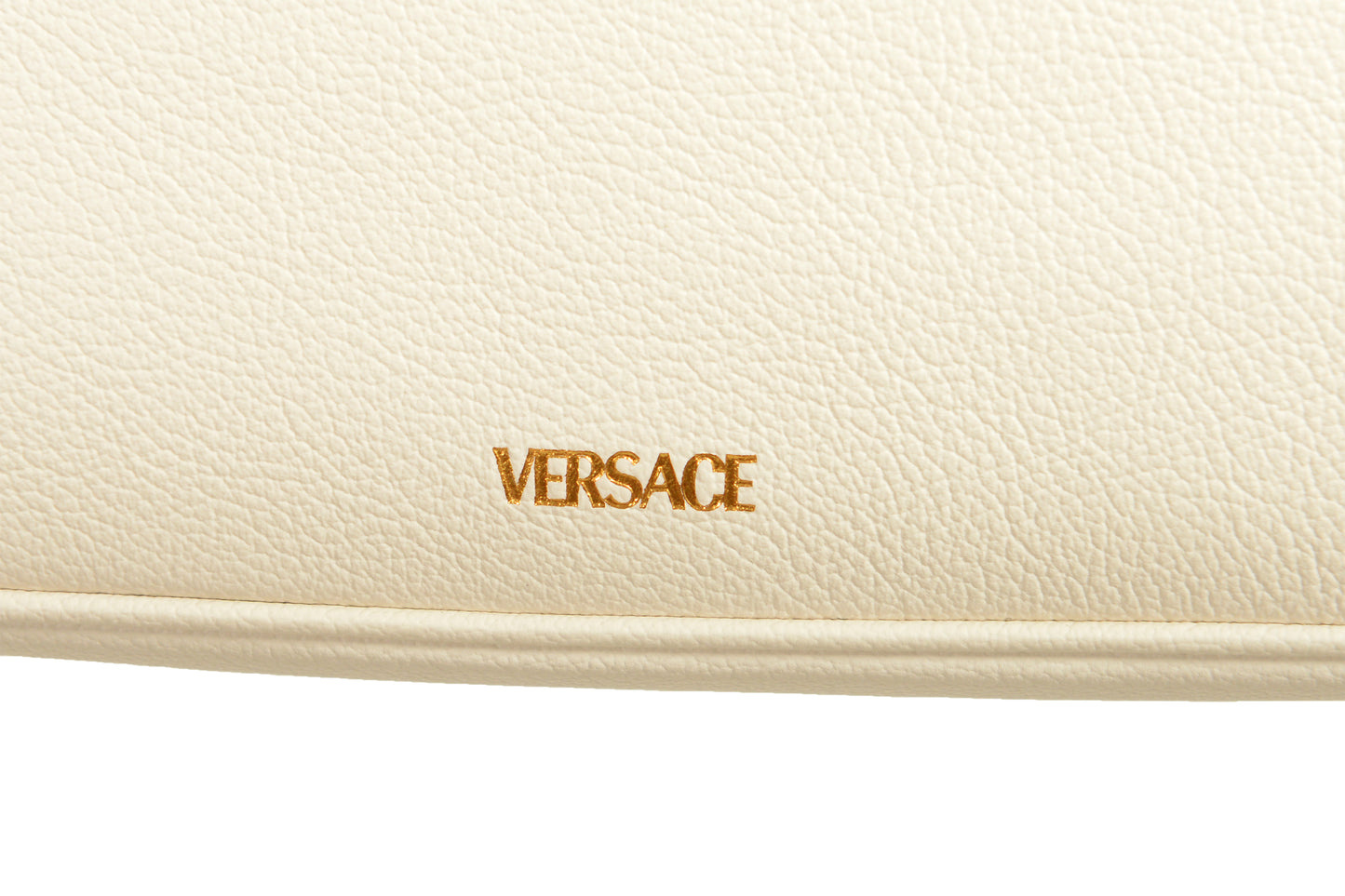 Versace White Grainy Leather Gold Medusa Small Handbag Shoulder Bag