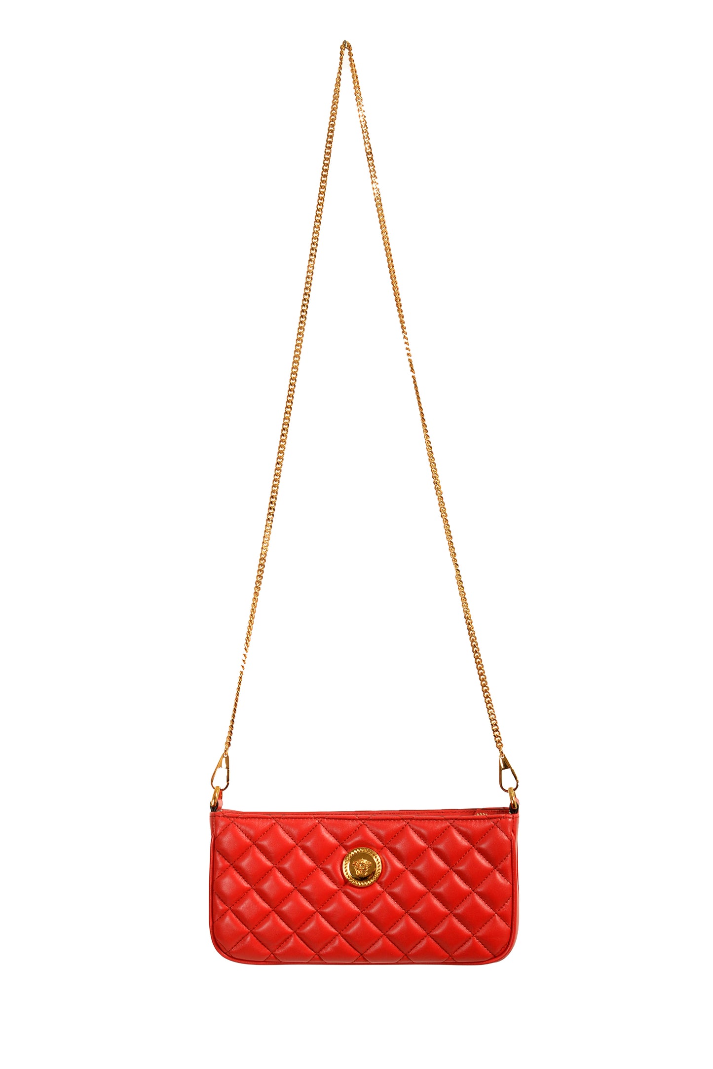 Versace Women's Red Gold Medusa Quilted Mini Handbag Shoulder Bag