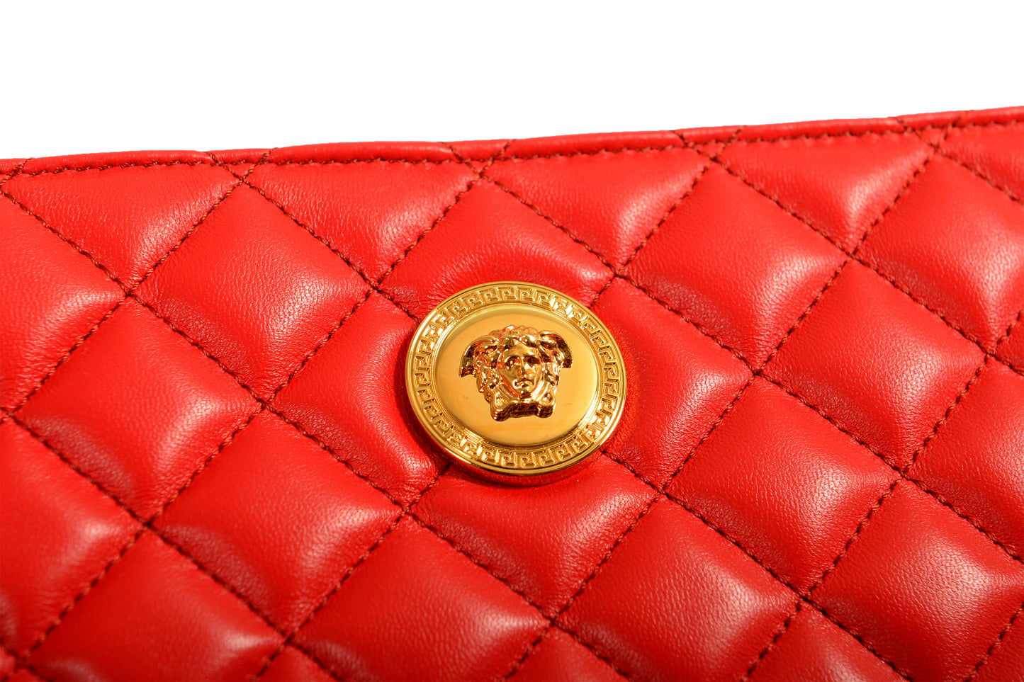 Versace Women's Red Gold Medusa Quilted Mini Handbag Shoulder Bag