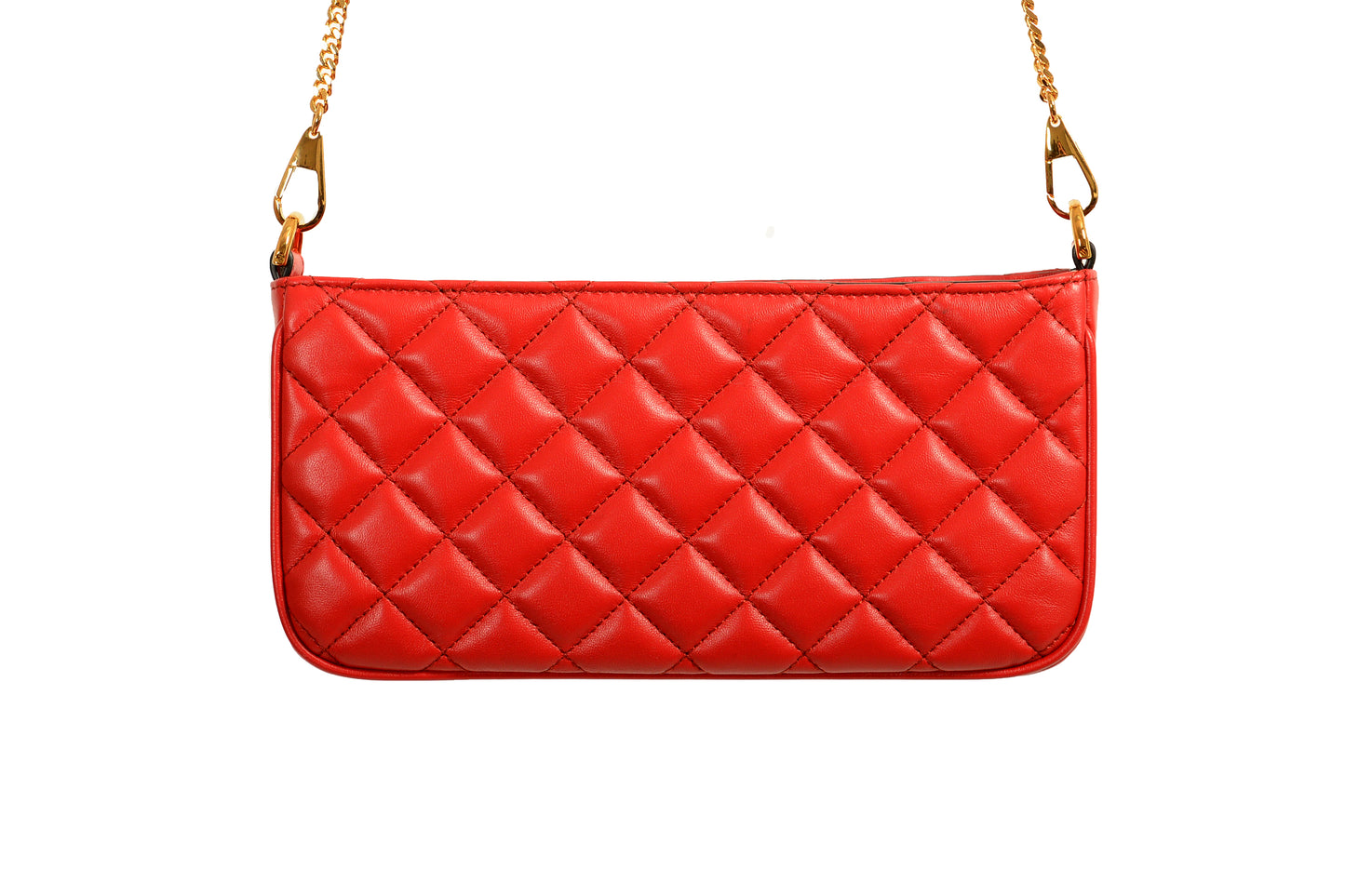 Versace Women's Red Gold Medusa Quilted Mini Handbag Shoulder Bag