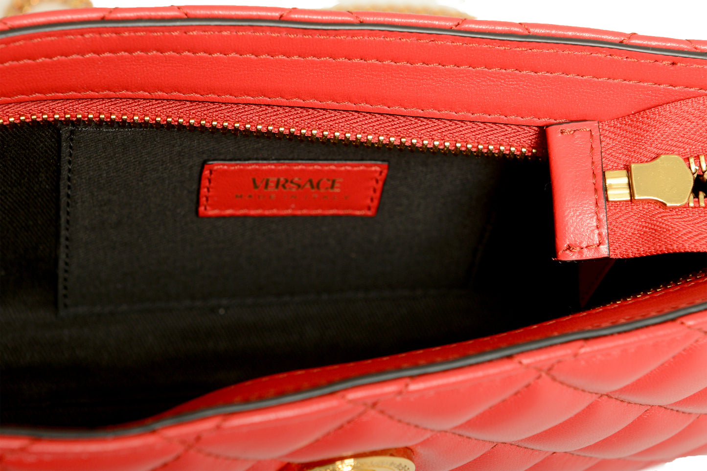 Versace Women's Red Gold Medusa Quilted Mini Handbag Shoulder Bag