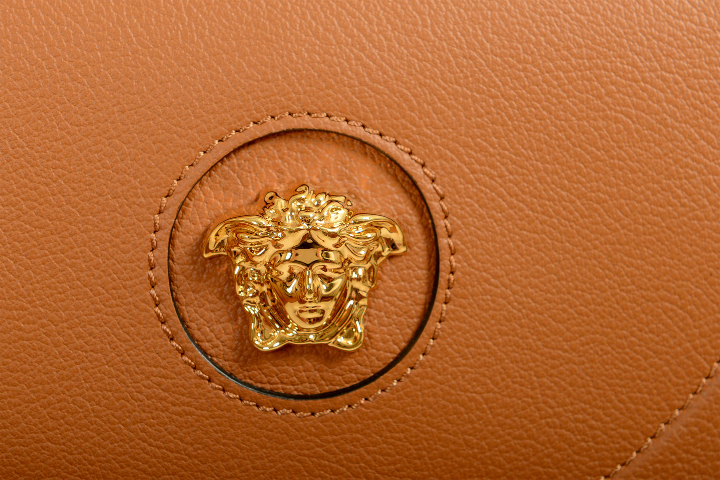 Versace Women's Grainy Leather Gold Medusa Half Moon Handbag Shoulder Bag