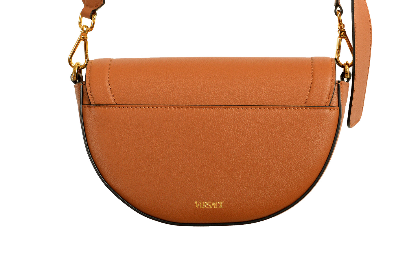 Versace Women's Grainy Leather Gold Medusa Half Moon Handbag Shoulder Bag